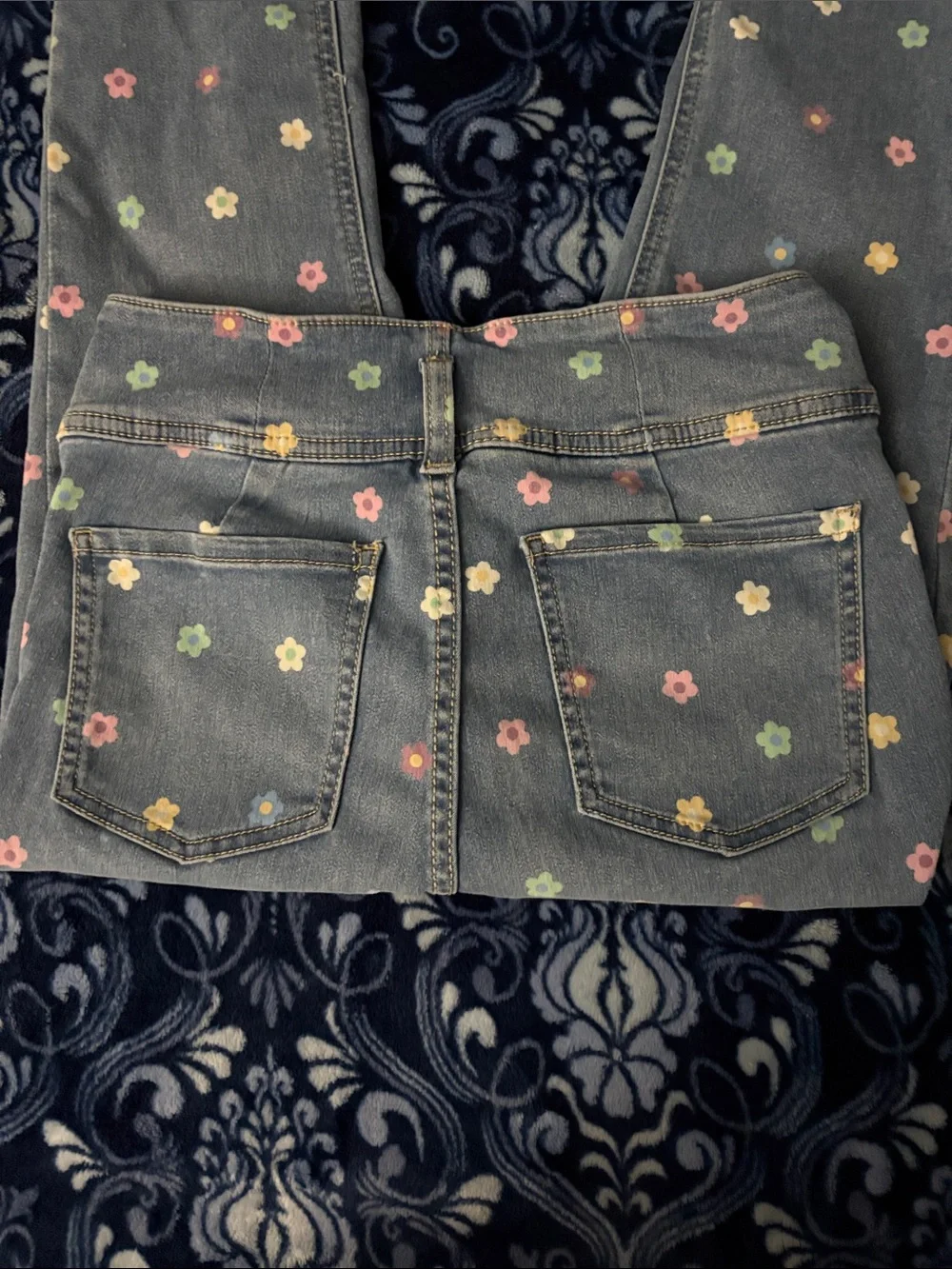 Girls' Floral Denim Jeans and Gray Leggings Set No Boundaries